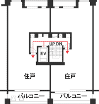 ２戸１エレベーター・２戸１階段