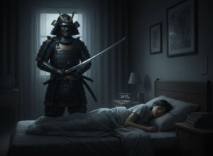 枕元に立つ鎧武者