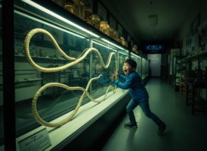 巨大サナダムシの標本