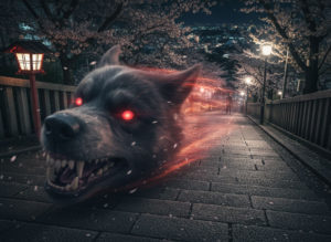 追いかけてくる犬の頭