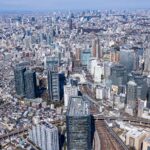品川区のビル群と街並みを空撮した写真